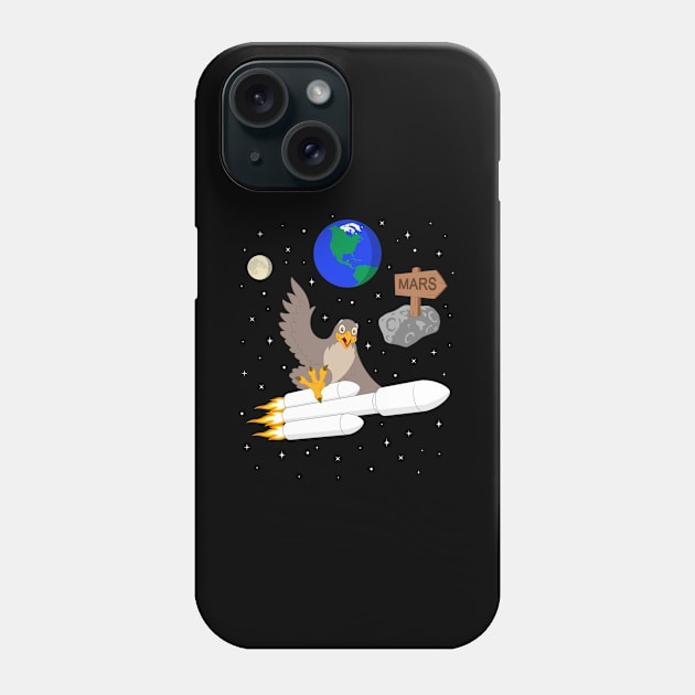 Falcon Riding Heavy Space Ship to Mars Phone Case by wingsofrage