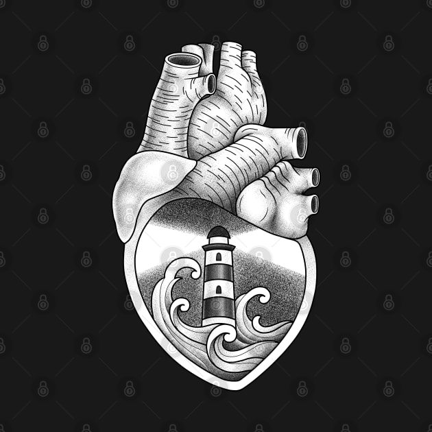 Navy heart with lighthouse by Smurnov