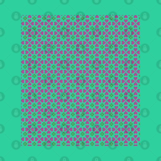 Green and Pink clover leaves Patterns by Deep075