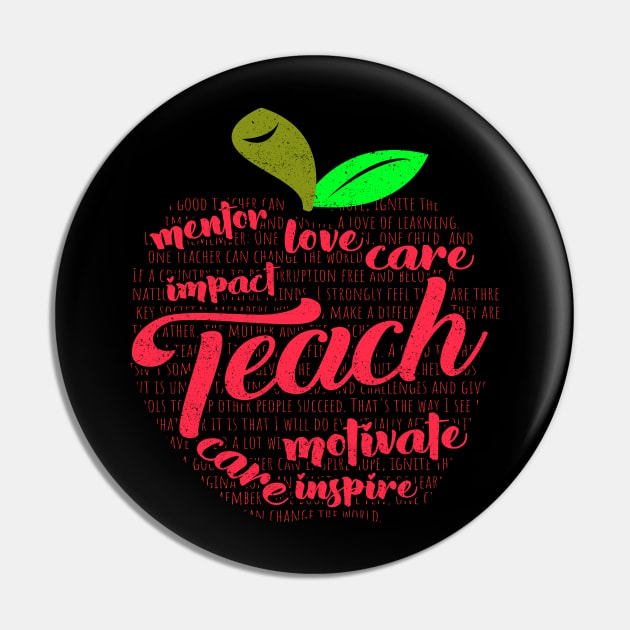 'Apple of Words' Cute Kindergarten Teacher Gift Pin by ourwackyhome