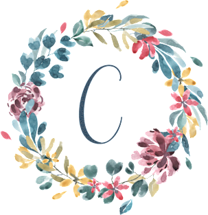 Floral Monogram C Colorful Full Blooms Magnet