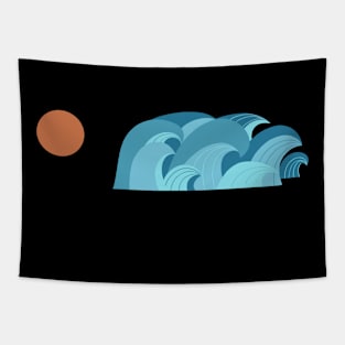 Great Waves Sunset Tapestry