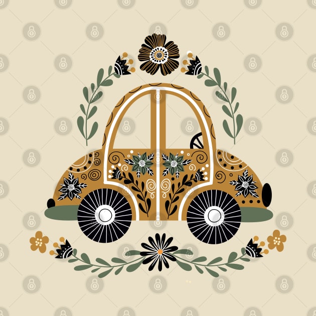 folk car floral element by Mako Design 