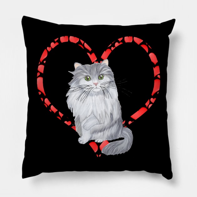 RAGAMUFFIN CAT HEART Pillow by BeritValk