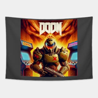 Doom Guy hanging out at the local arcade. Tapestry