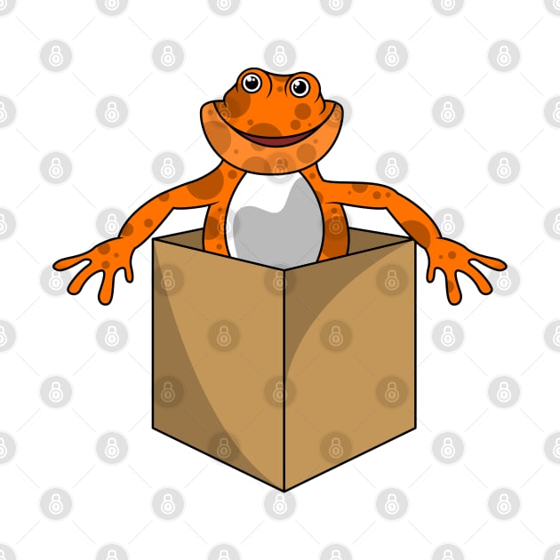 Crazy frog looks out of a box by Markus Schnabel