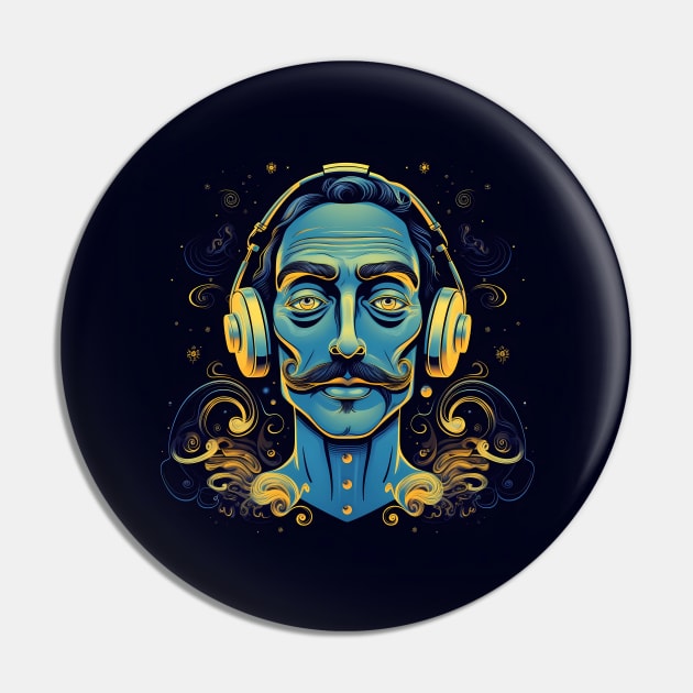 God is a DJ - Tribute Salvador Dali Pin by Acid_rain