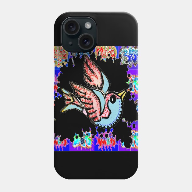 graffiti blue bird Phone Case by LowEndGraphics