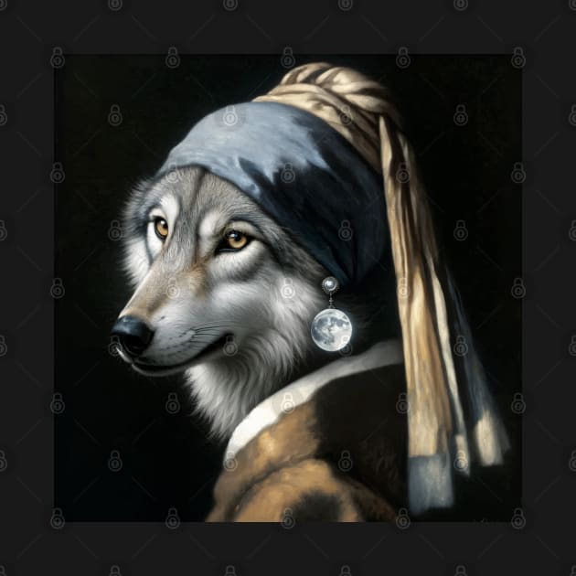 Wildlife Conservation - Pearl Earring Gray Wolf Meme by Edd Paint Something