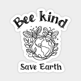 Bee with Save Earth, minimal line, motivational, save the bee Magnet