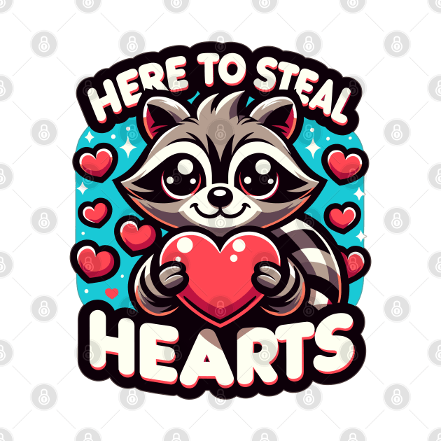 Raccoon Heart Bandit - Cute Animal Love Graphic by WEARWORLD