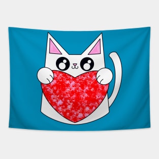 Snow The Cat With Valentine Heart Tapestry