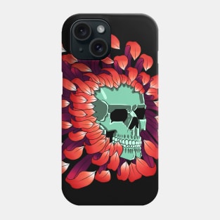 Skull in Chrysanthemum Phone Case