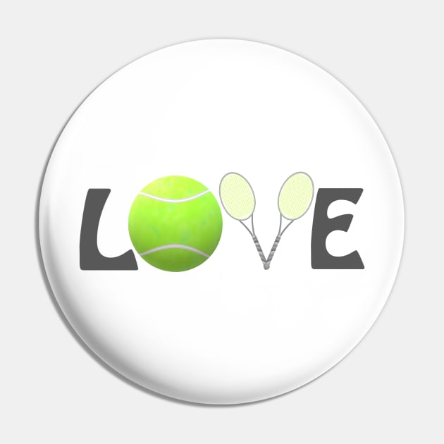 Tennis Lovers Rackets and Ball (Gray Letters) Pin by Art By LM Designs 