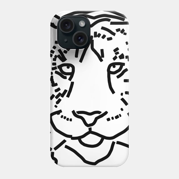 Black Line Minimal Tiger Face Phone Case by ellenhenryart