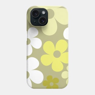 Hippie Floral Gray Green Yellow Flower Border Seamless Pattern Phone Case