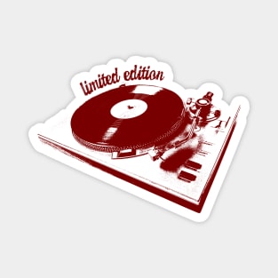 Red Turntable And Vinyl Record Illustration Magnet