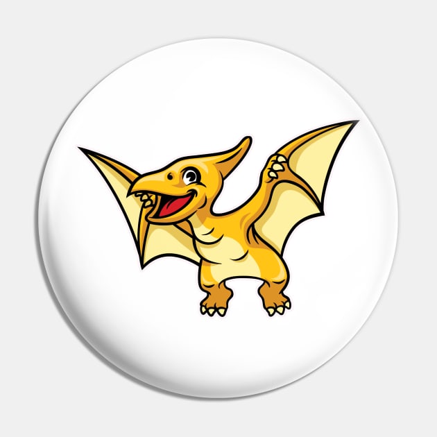 Cute Pterodactyl Happy Dinosaur Pin by PosterpartyCo