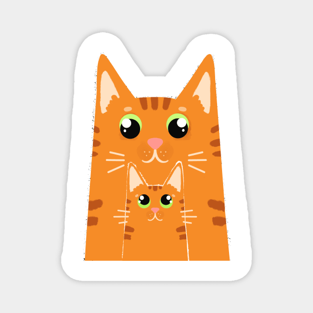 Ginger Family Daddy Cat and baby cat Magnet by SusanaDesigns