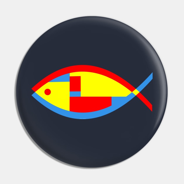 Colorful Abstract Fish Pin by Barthol Graphics