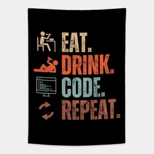 Eat Drink Code Repeat Tapestry