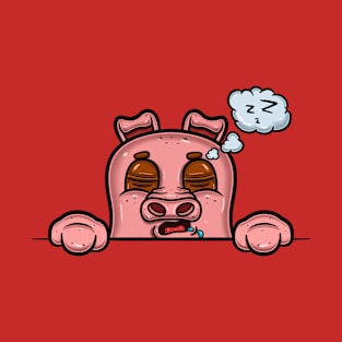 Pig Cartoon With Sleep Face Expression T-Shirt