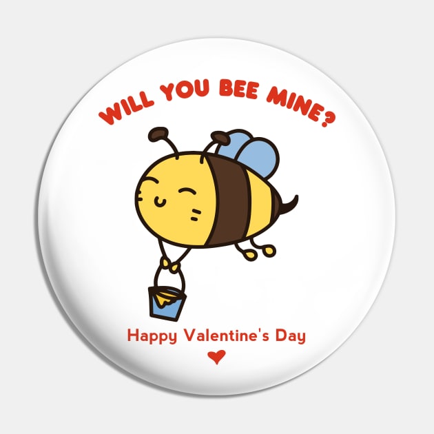 Will You Be Mine Cute Bee Pun Valentine's Day Pin by shmoart