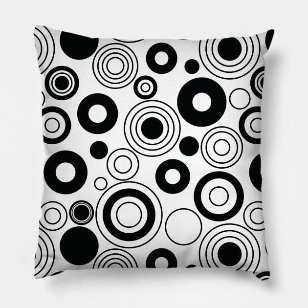 Black and white retro mid century pattern. 60s 70s style. Pillow by sziszigraphics