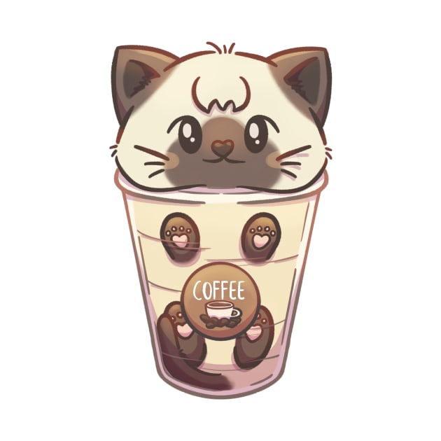 If it fits, I sits - Coffe cat - Kawaii cat - Cat meme by AlexBrushes