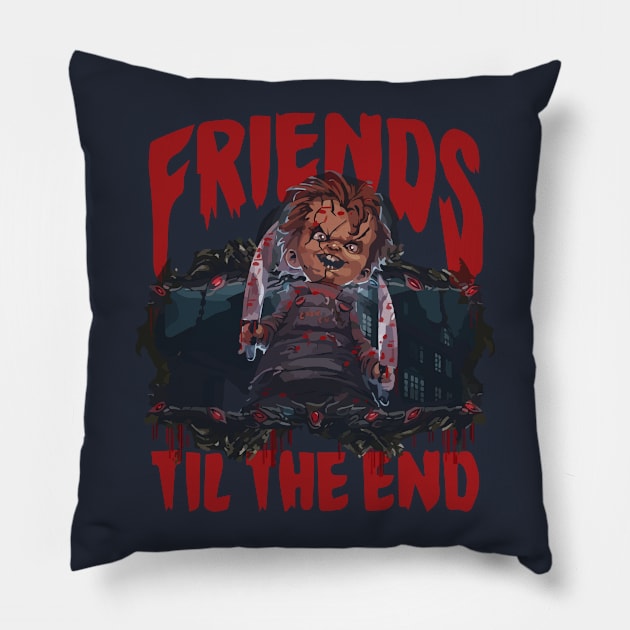 Friends til the End Chucky Halloween Pillow by Joker & Angel