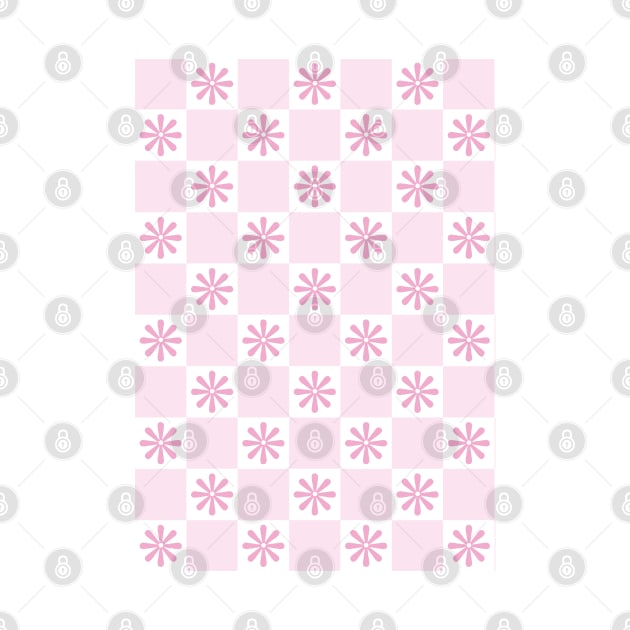 Retro Pink Checkered Floral Pattern by Just a Cute World