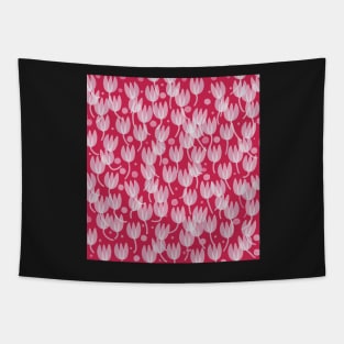 Tulips on red background Tapestry