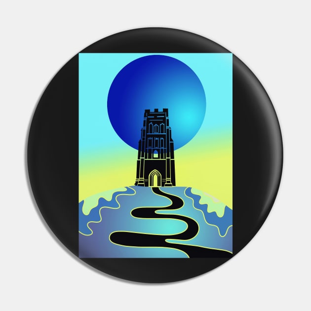 Glastonbury Tor Blu Pin by GalartCreations