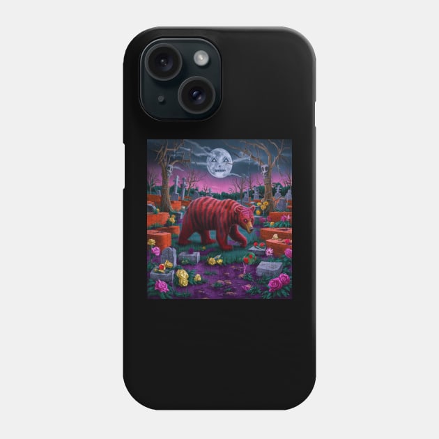 AI generated red striped bear in graveyard Phone Case by Catbrat