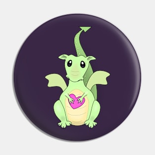 Cute Baby Dragon with Heart Pin