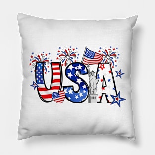 USA US Flag Patriotic 4th of July America Men Wen Kids Pillow