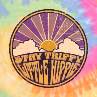 Stay Trippy Little Hippie Vintage Retro tie dye and solids T-Shirt