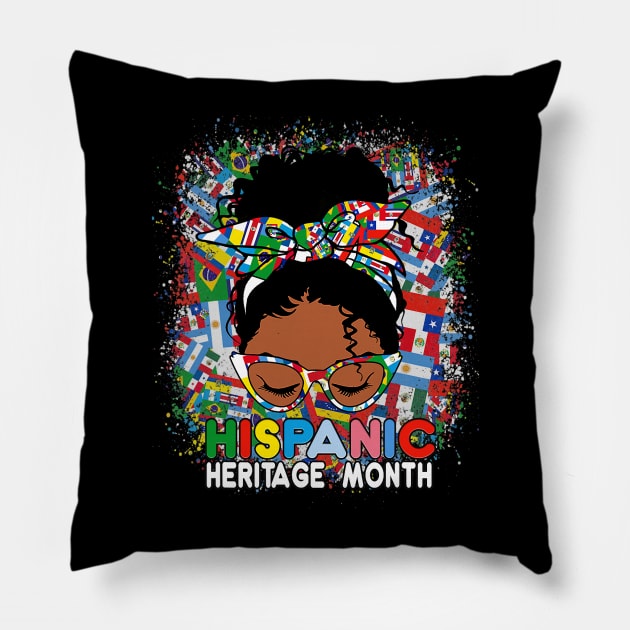 National Hispanic Heritage Month Latina melanin Messy Bun Pillow by Eleam Junie