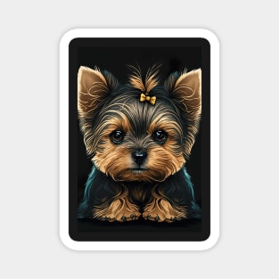 Super Cute Yorkshire Terrier Puppy Portrait Magnet