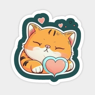 Sleepy Cat Valentine's Day Magnet