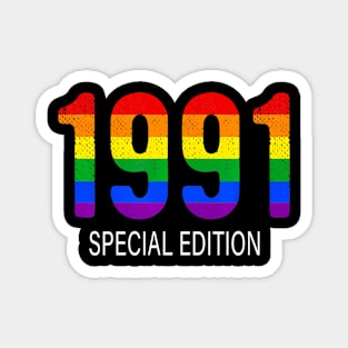 1991 Lgbt Birthday Rainbow Pride Lgbt Gift Equality Magnet