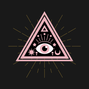 All Seeing eye black pink T-Shirt