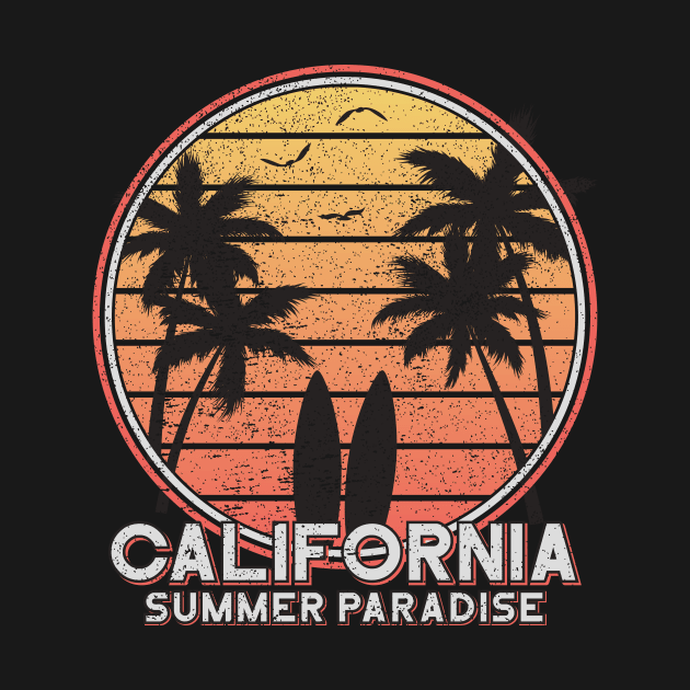 California Summer Paradise Vacation Summer Holiday Art by XOZ