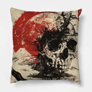 hawk, moon and skull 2 Pillow