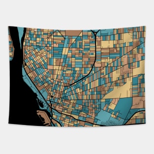 Buffalo Map Pattern in Mid Century Pastel Tapestry