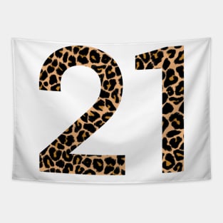 21st Birthday Leopard Print Tapestry