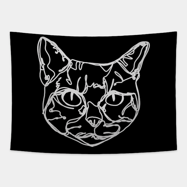 Kitten white Outline Design Tapestry by Sofie