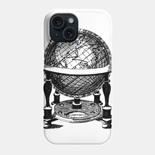 Etching of a globe in a stand Phone Case