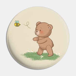 Little Bear Cub Chasing a Bee Pin