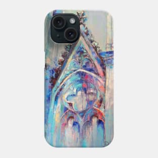 Gothic cathedral. Architectural colorful abstract with graphic silhouette. Oil painting in multicolored tones. Phone Case